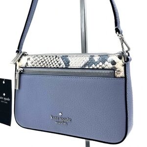 Kate Spade Leila Convertible Leather Mini Pachette Bag Snakeskin Blue